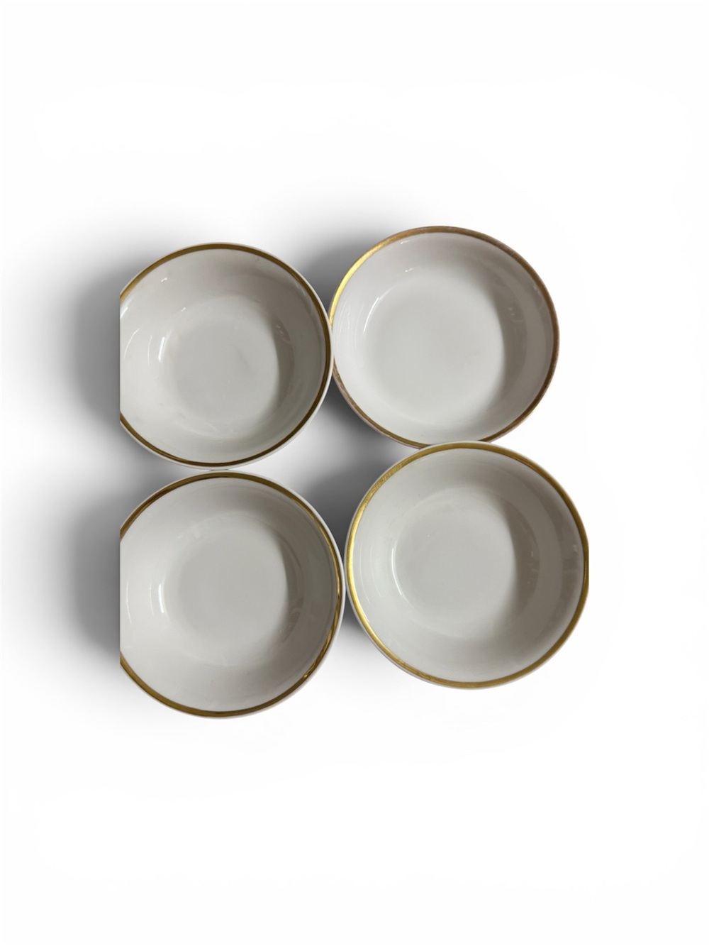 Classic White Ceramic Bowls with Gold Rim - Set of 4